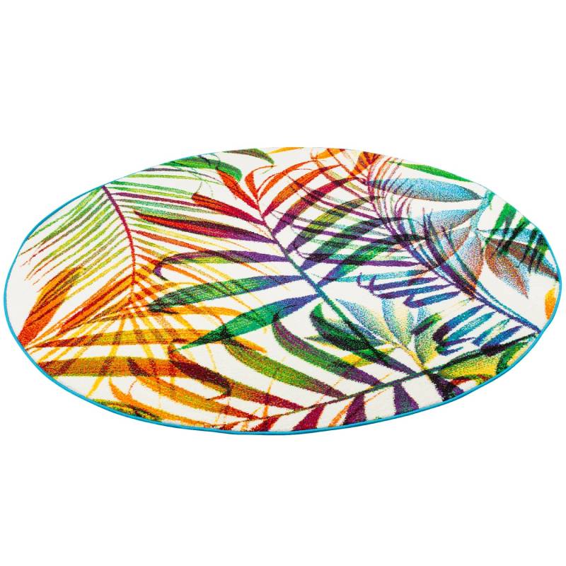 Pergamon Designer Teppich Faro Tropical Bunte Zweige Bunt 160cm Rund von Pergamon