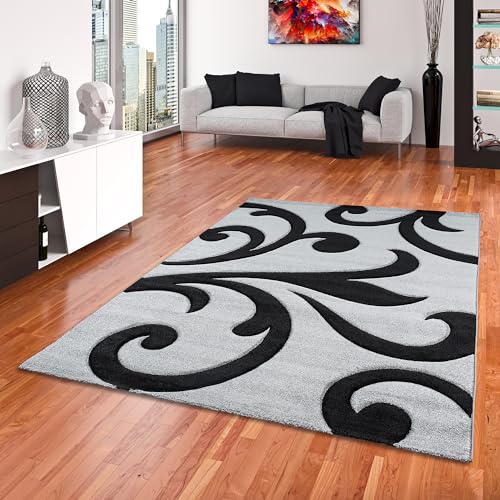 Pergamon Designer Teppich Modern Maui Schwarz Ranken in 4 Größen von Pergamon