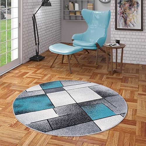 Pergamon Designer Teppich Modern Wohnzimmer Schlafzimmer Esszimmer Kurzflor Brilliant Grau Türkis Fantasy von Pergamon