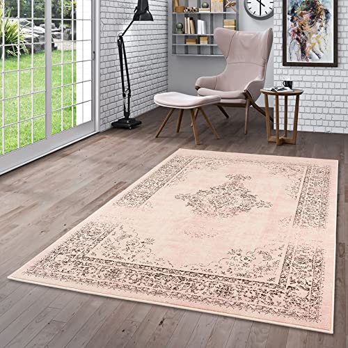 Pergamon Designer Teppich Passion Vintage Bordüre Rosa Beige in 5 Größen von Pergamon