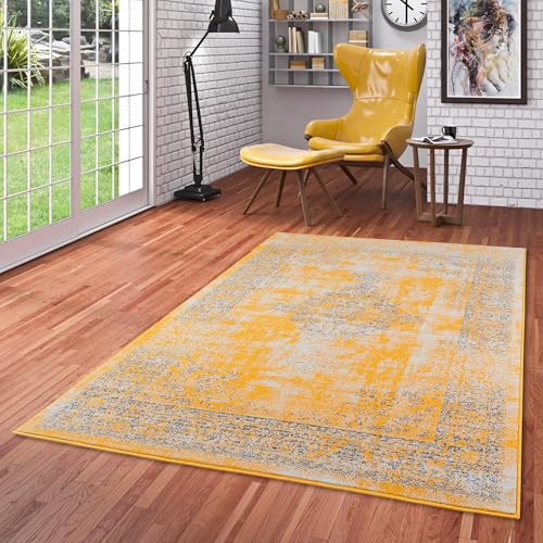 Pergamon Designer Teppich Passion Vintage Bordüre Safran Gelb in 5 Größen von Pergamon