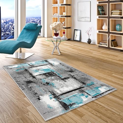 Pergamon Designer Teppich Samba Modern Grau Türkis Urban in 5 Größen von Pergamon