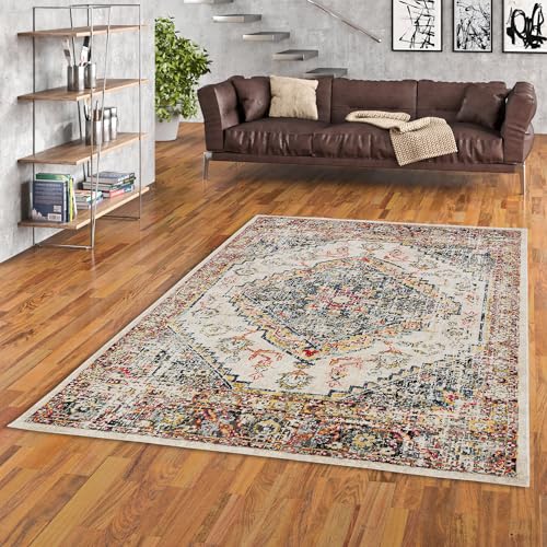 Pergamon Designer Teppich Vintage Zoe Orient Bunt Bordüre in 5 Größen von Pergamon
