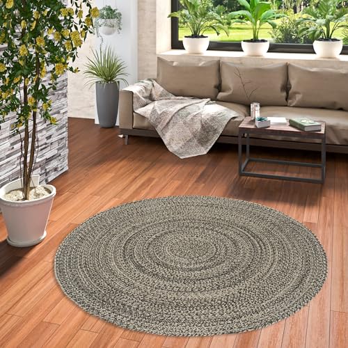 Pergamon Handgefertigter Runder Jute-Teppich - Natürliches Design - Ideal für Wohnzimmer und Schlafzimmer - Langlebiger, Hochwertiger Teppich von Pergamon