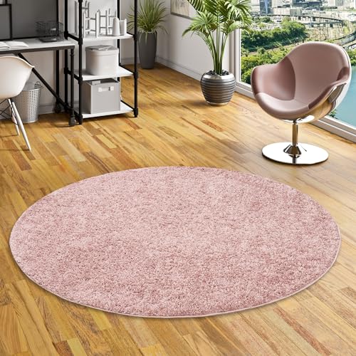 Pergamon Hochflor Langflor Shaggy Teppich Aloha Altrosa Rund in 3 Größen von Pergamon