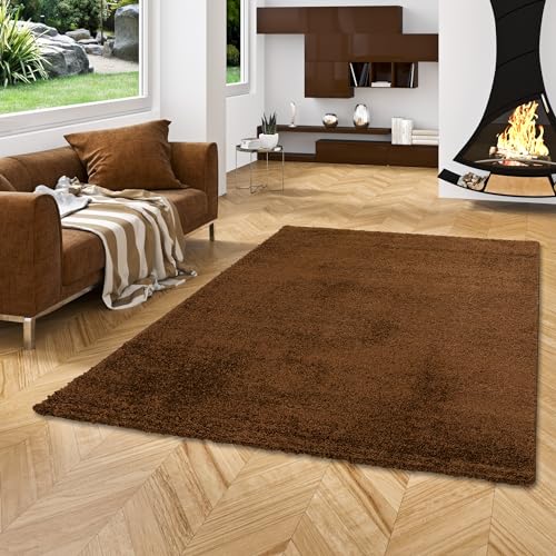 Pergamon Hochflor Langflor Shaggy Teppich Aloha Braun Schoko Dunkelbraun in 8 Größen von Pergamon