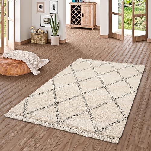 Pergamon Hochflor Langflor Shaggy Teppich Boho Rauten Creme in 5 Größen Pergamon Hochflor Langflor Shaggy Teppich Boho Rauten Creme in 5 Größen von Pergamon