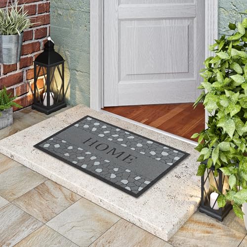 Pergamon In & Outdoor Fußmatte Rubber Flock Home Schwarz Grau in 2 Größen von Pergamon