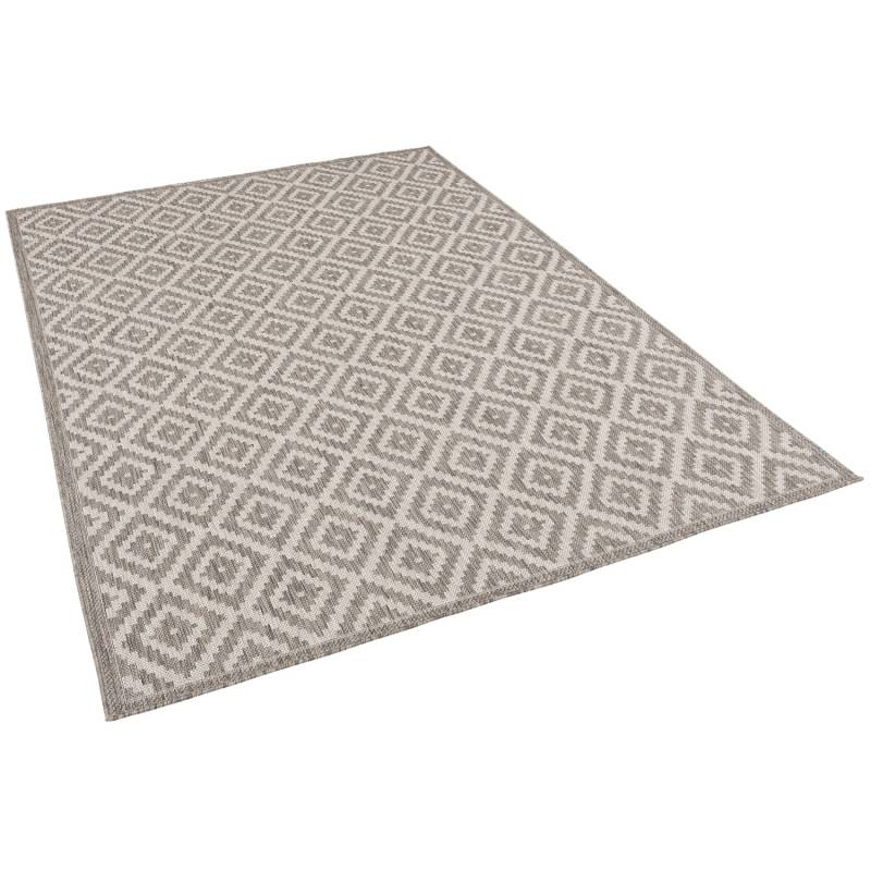 Pergamon In & Outdoor Teppich Flachgewebe Natur Valencia Fliesenoptik Grau 80x150cm von Pergamon