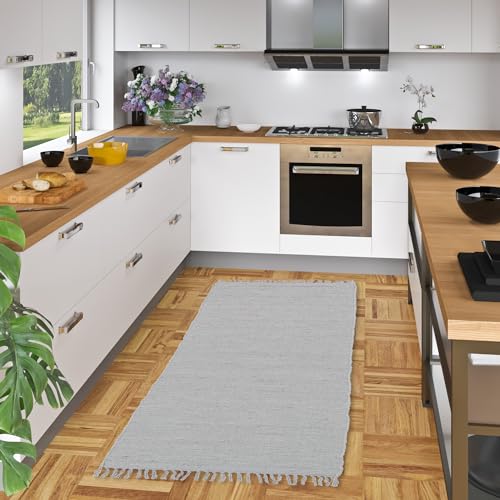 Pergamon Jolly Cotton Teppichläufer 100% Baumwolle - Handgefertigt & waschbar - Küchenläufer, Flurteppich oder Wohnzimmer - pflegeleicht & robust - viele Farben & Größen von Pergamon