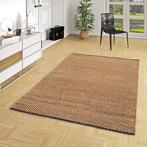 Pergamon Jute Teppich Salsa Beige Schwarz Meliert - Handgefertigt aus strapazierfähiger Naturfaser - Schlichtes Design - Verschiedene Größen und Formen verfügbar von Pergamon