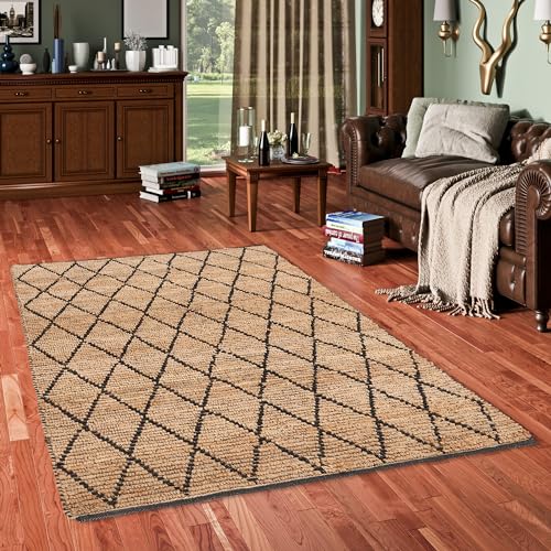 Pergamon Jute Teppich Salsa Beige Schwarz Rauten - Handgefertigt aus strapazierfähiger Naturfaser - Schlichtes Design - Verschiedene Größen und Formen verfügbar Pergamon Jute Teppich Salsa Beige Schwarz Rauten - Handgefertigt aus strapazierfähiger Naturfaser - Schlichtes Design - Verschiedene Größen und Formen verfügbar von Pergamon