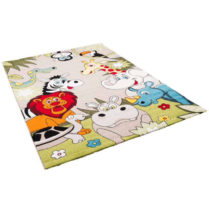 Pergamon Kinder Teppich Faro Safari Bunt Tiere Bunt 80x150cm von Pergamon