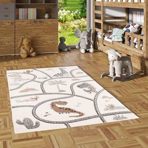 Pergamon Kinder Teppich Maui Kids Dino Straßenteppich Beige in 5 Größen von Pergamon