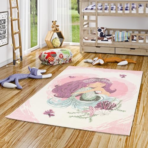 Pergamon Kinder Teppich Maui Kids Meerjungfrau Pink Creme in 5 Größen von Pergamon