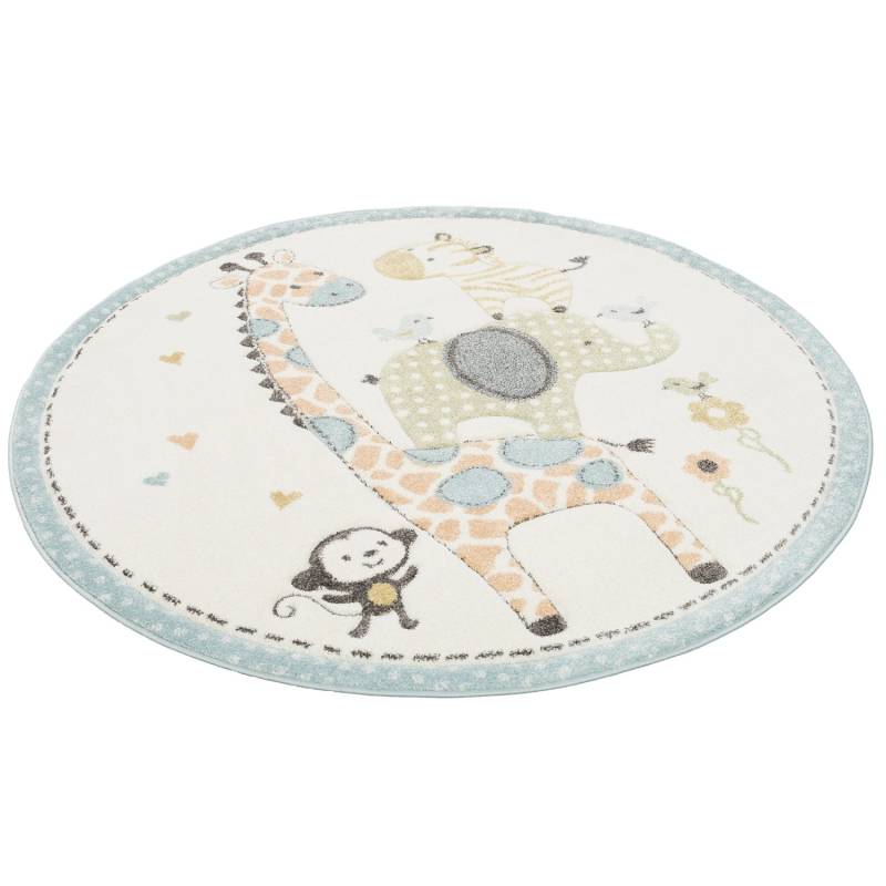 Pergamon Kinder Teppich Maui Kids Safari Tiere Bunt Rund Bunt 120x120cm von Pergamon