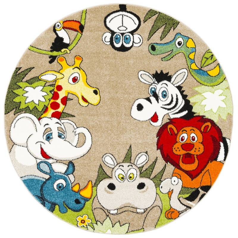 Pergamon Kinderteppich Kinder Teppich Faro Safari Bunt Tiere Rund, Rechteckig, Höhe: 11 mm von Pergamon