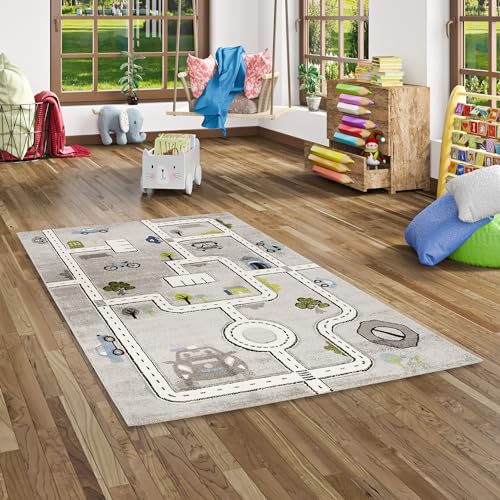 Pergamon Kinderteppich | Spielteppich | Kurzflor | Verschiedene Motive, Größe:140x200 cm, Farbe:Grau von Pergamon