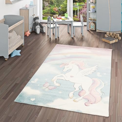 Pergamon Kinderteppich | Spielteppich | Kurzflor | Verschiedene Motive, Größe:80x150 cm, Farbe:Rosa Türkis von Pergamon