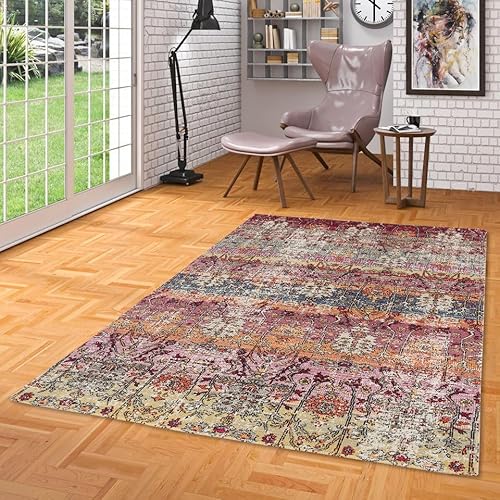 Pergamon Kurzflor Designer Teppich Modern Vintage Orient Muster | Wohnzimmer, Esszimmer, Flur und Diele | Pflegeleicht von Pergamon