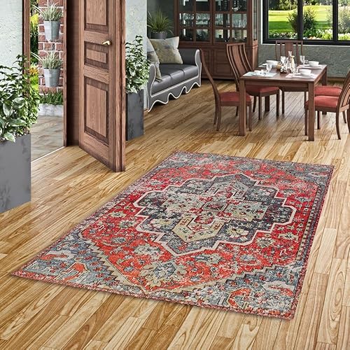 Pergamon Kurzflor Designer Teppich Modern Vintage Orient Muster | Wohnzimmer, Esszimmer, Flur und Diele | Pflegeleicht von Pergamon