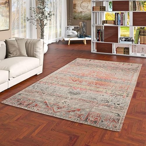 Pergamon Kurzflor Designer Teppich Modern Vintage Orient Muster | Wohnzimmer, Esszimmer, Flur und Diele | Pflegeleicht von Pergamon