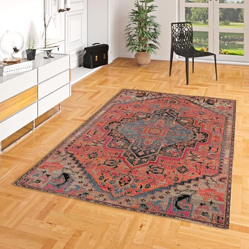 Pergamon Kurzflor Designer Teppich Modern Vintage Orient Muster | Wohnzimmer, Esszimmer, Flur und Diele | Pflegeleicht von Pergamon