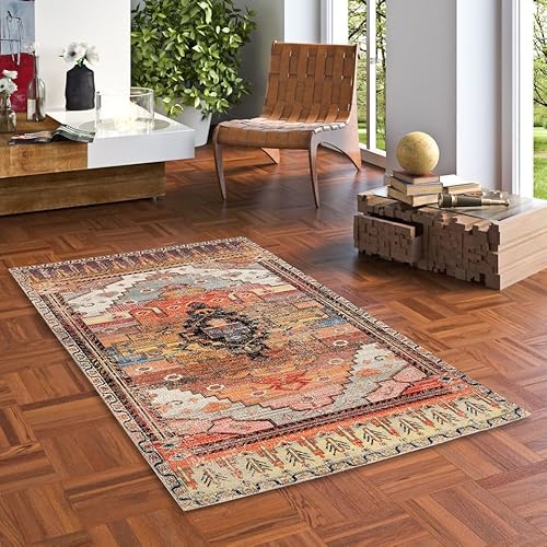Pergamon Kurzflor Designer Teppich Modern Vintage Orient Muster | Wohnzimmer, Esszimmer, Flur und Diele | Pflegeleicht von Pergamon