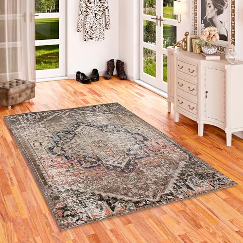 Pergamon Kurzflor Designer Teppich Modern Vintage Orient Muster | Wohnzimmer, Esszimmer, Flur und Diele | Pflegeleicht von Pergamon
