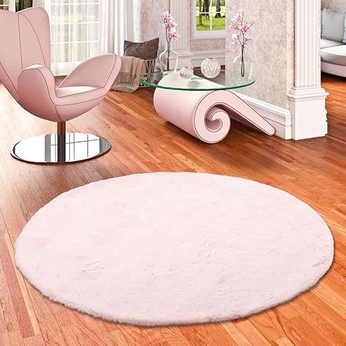 Pergamon Luxus Super Soft Fellteppich Plush Rosa Rund in 3 Größen von Pergamon