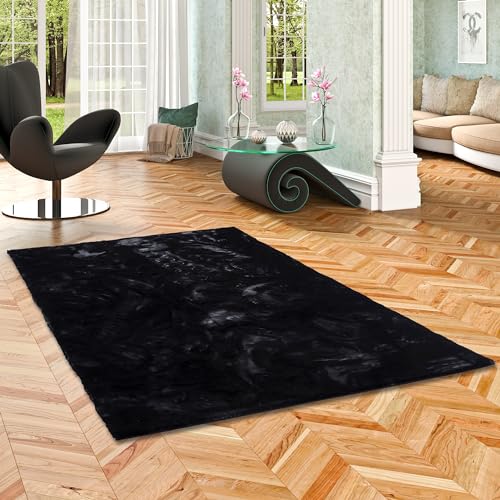 Pergamon Luxus Super Soft Fellteppich Plush Schwarz in 7 Größen von Pergamon