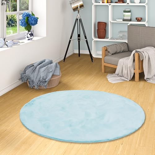 Pergamon Luxus Super Soft Fellteppich Plush Türkis Rund in 3 Größen von Pergamon