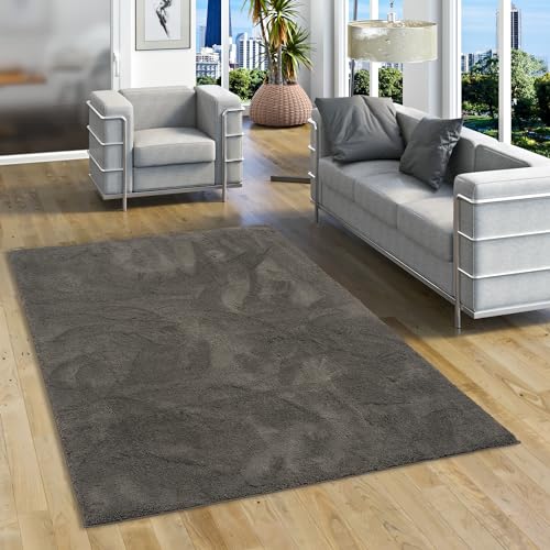 Pergamon Luxus Super Soft Hochflor Langflor Teppich Flauschig Weich Wohnzimmer Schlafzimmer Silky Anthrazit Grau von Pergamon