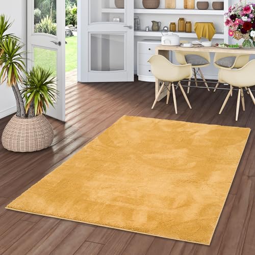 Pergamon Luxus Super Soft Hochflor Langflor Teppich Flauschig Weich Wohnzimmer Schlafzimmer Silky Curry Gelb von Pergamon