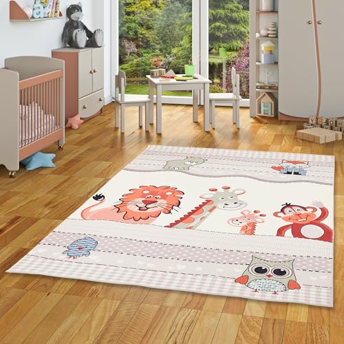 Pergamon Luxus Super Soft Kinder Fellteppich Plush Kids Tierwelt Beige, super weich und kuschelig in 5 Größen von Pergamon