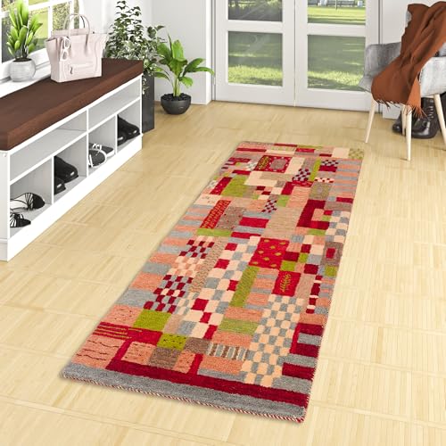 Natur Teppich Läufer Gabbeh Esta Bunt Felder - Wollteppich für Flur und Diele - Handgewebt, Weich, Langlebig - Klassisches Design Natur Teppich Läufer Gabbeh Esta Bunt Felder - Wollteppich für Flur und Diele - Handgewebt, Weich, Langlebig - Klassisches Design von Pergamon