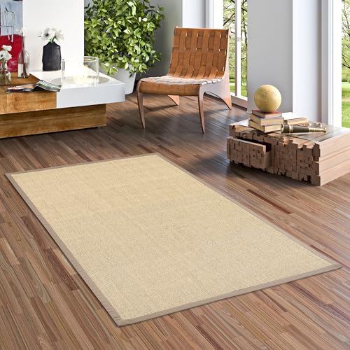 Pergamon Sisalteppich Natura Grau Creme Mix Bordüre Taupe in 13 Größen von Pergamon