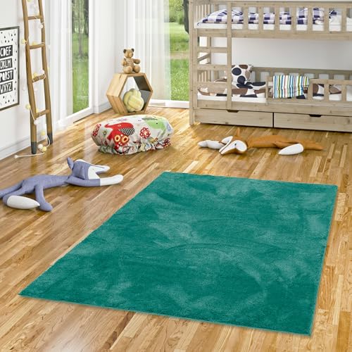 Pergamon Super Soft Kinder Hochflor Teppich Silky Kids Mintgrün - für Kinderzimmer und Jugendzimmer von Pergamon