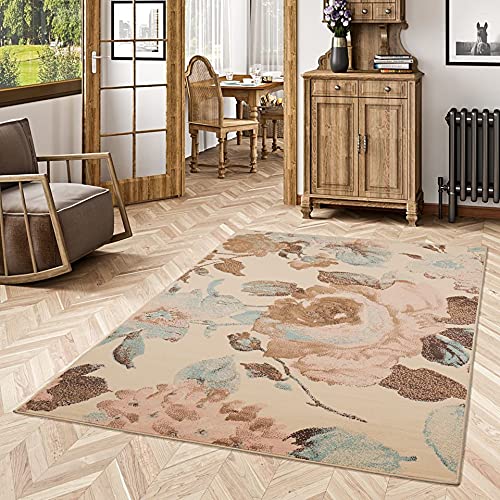 Pergamon Teppich Klassik Trendline Rosa Beige Rosen in 5 Größen von Pergamon