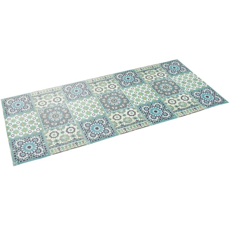 Pergamon Vinyl Teppich Küchenläufer Evora Mosaik Türkis 65x150cm von Pergamon