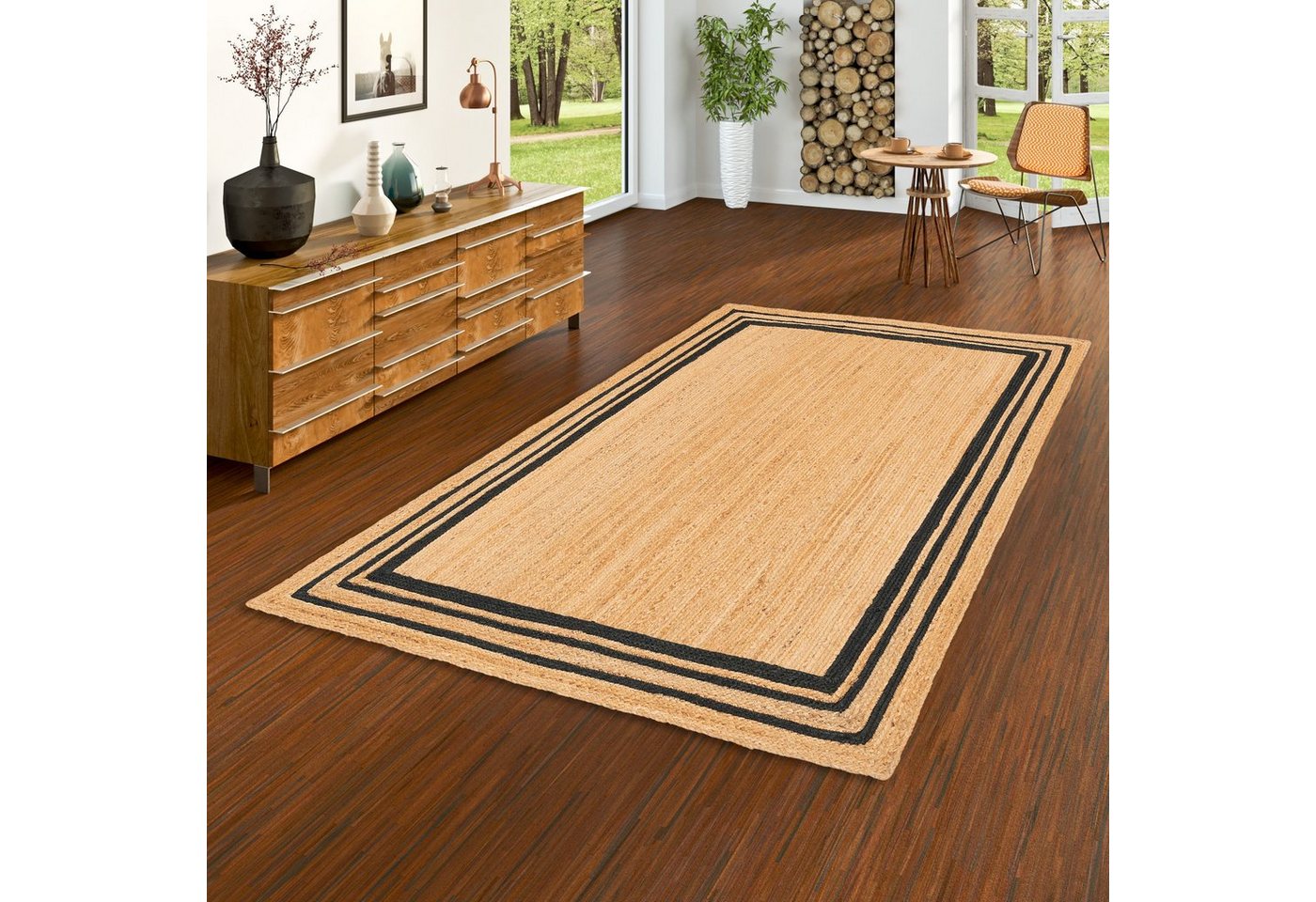 Pergamon Sisalteppich Naturfaser Teppich Jute Salsa Bordüre, Rechteckig, Höhe: 10 mm von Pergamon