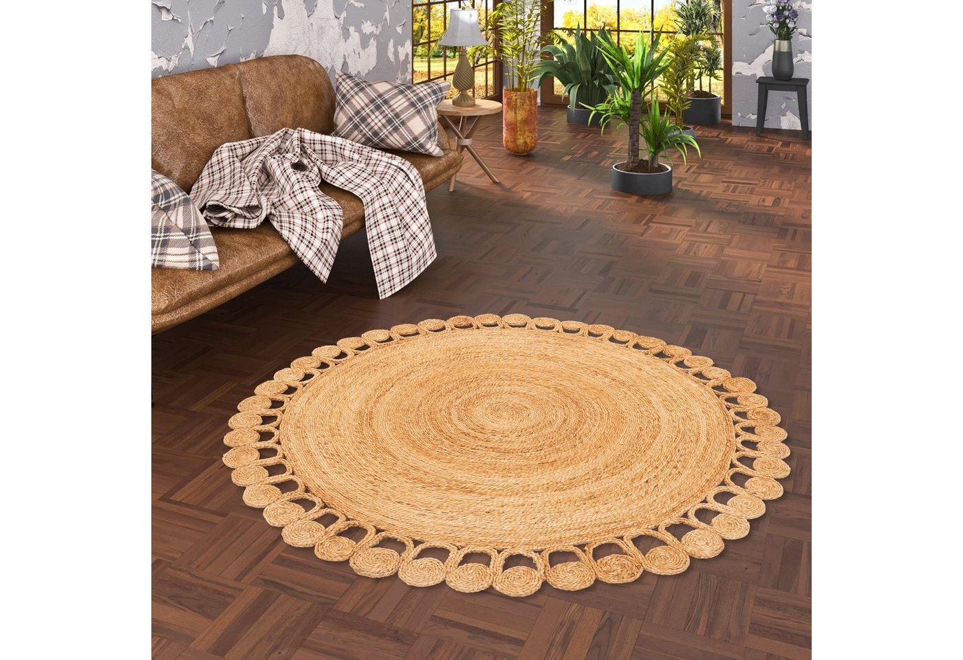 Sisalteppich Naturfaser Teppich Jute Salsa Natur Boho Rund, Pergamon, Rund, Höhe: 12 mm von Pergamon