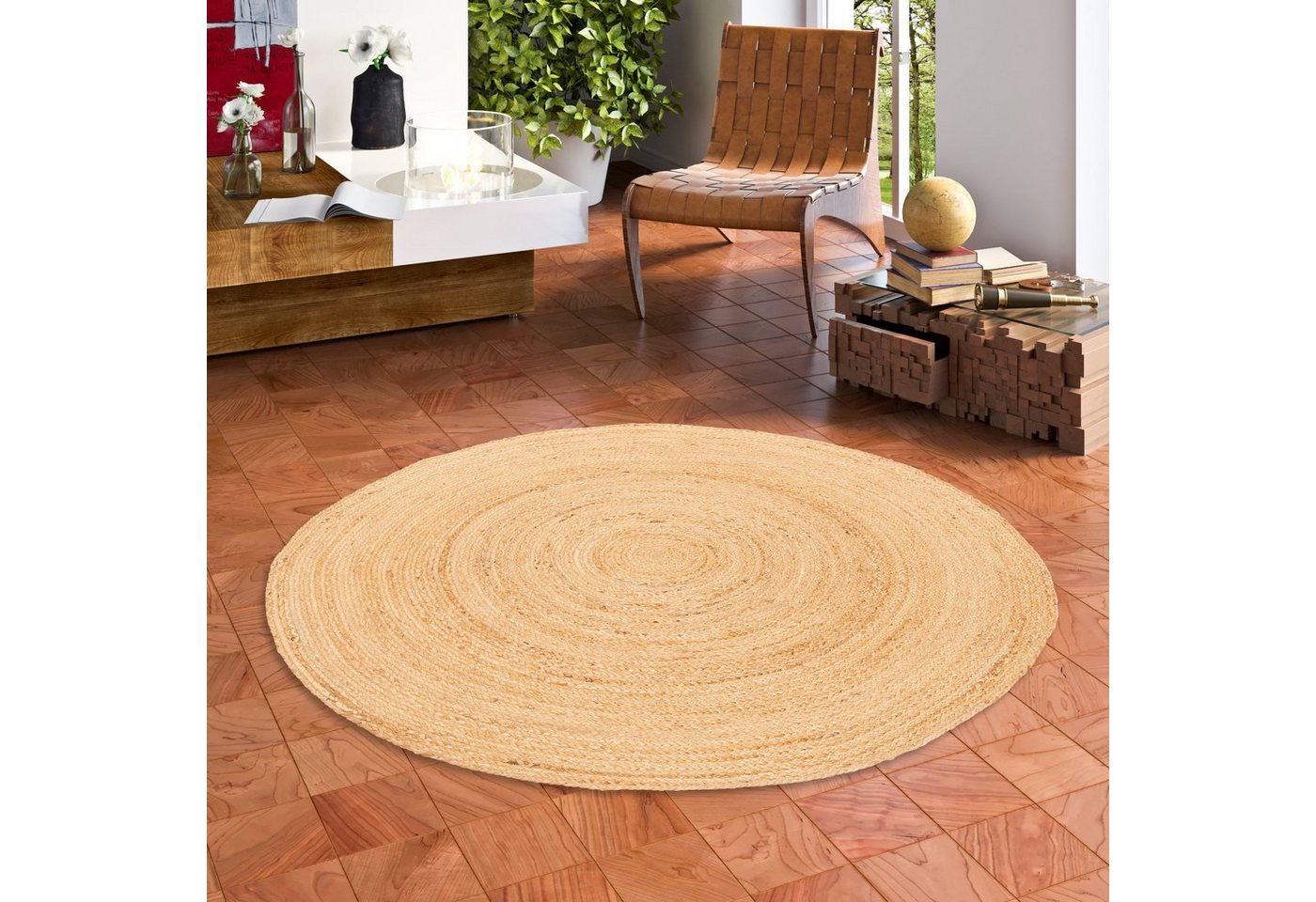 Sisalteppich Naturfaser Teppich Jute Salsa Natur Rund, Pergamon, Rund, Höhe: 8 mm von Pergamon