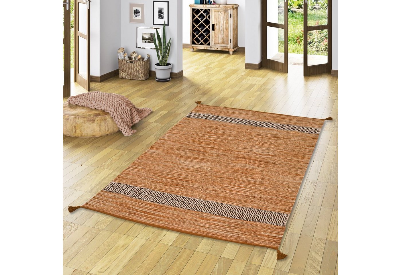 Wollteppich Natur Baumwolle Teppich Kelim Toskana, Pergamon, Rechteckig, Höhe: 8 mm von Pergamon