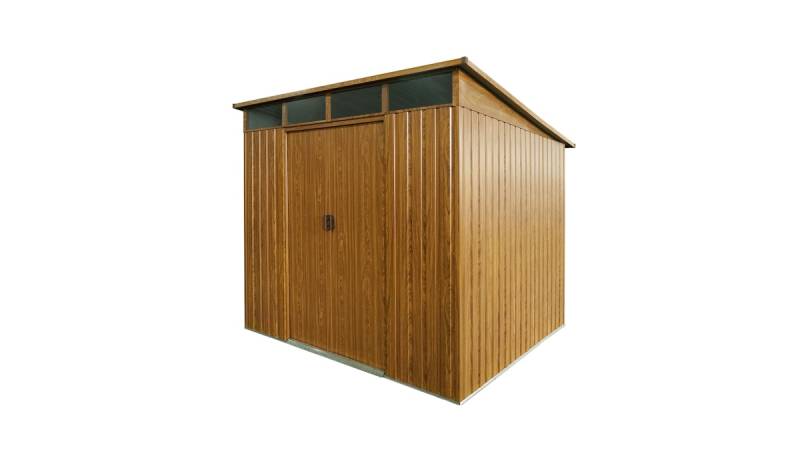 Pergart Metallgerätehaus Lübeck II 86 - 88 - 89 224 x 224 cm (Modell 88) Holzoptik von Pergart