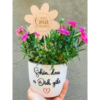 Blumenschild Beste Mama/Oma Uroma Tante Schwester Godi Der Welt- Blumenstecker Geschenkidee Muttertag Geburtstag - Personalisiert von Pergifto