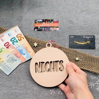 Weihnachtskugel Nichts 4 Designs Geldgeschenk - Nachhaltige Christbaumkugel Holz Für Geld, Geschenkkarte Weihnachten von Pergifto