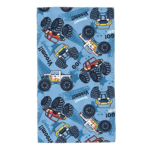 Perinsto Monster Truck Cars Blaues Handtuch, dekorative Fingerspitzen-Handtücher, Mehrzweck-Handtücher für Badezimmer, Küche, Fitnessstudio und Spa, 69,8 x 39,9 cm von Perinsto