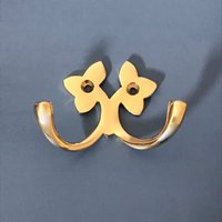 Gegossenes Messing Doppel Kleiderhaken Haken Kleiderbügel Vintage Kunsthandwerk Blatt von PeriodHomeFittings