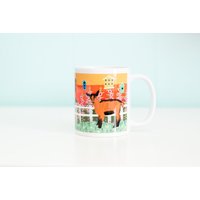 Ziegen-Kaffeebecher/Vogelhäuschen Und Klee 11 Unzen Kaffeebecher von PeriwinkleNuthatch